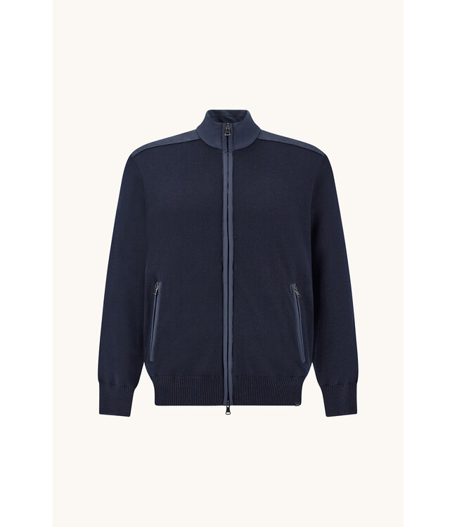 Paul & Shark Vest met Rits, Wol, Typhoon RE-4x4 Stretch, Schouder Patches, Donkerblauw
