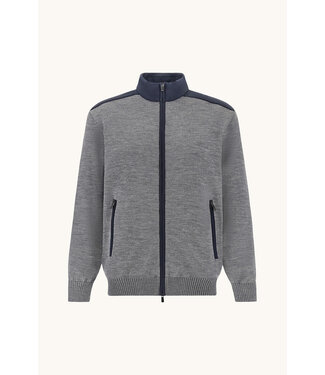 Paul & Shark Paul & Shark, Vest met Rits, Wol, Typhoon RE-4x4 Stretch, Schouder Patches, Grijs met Donkerblauw Accenten