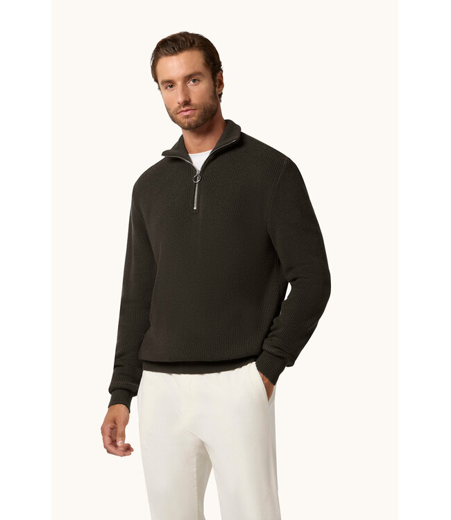 Paul & Shark Trui, Half-Zip, Tech Wol Mix, Bruin