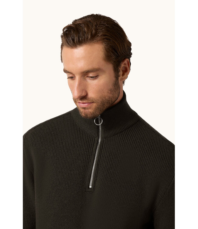 Paul & Shark Trui, Half-Zip, Tech Wol Mix, Bruin