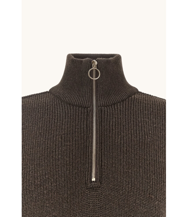Paul & Shark Trui, Half-Zip, Tech Wol Mix, Bruin