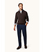 Paul & Shark Trui, Half-Zip, Merino Wol, Schouder Patches, Donkerbruin, Coffee,  Taupe Kleur Accenten