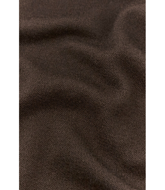 Paul & Shark Trui, Half-Zip, Merino Wol, Schouder Patches, Donkerbruin, Coffee,  Taupe Kleur Accenten