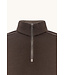 Paul & Shark Trui, Half-Zip, Merino Wol, Schouder Patches, Donkerbruin, Coffee,  Taupe Kleur Accenten