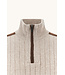 Paul & Shark Trui, Half-Zip, Wol/Cashmere Mix, Suede Details, Beige