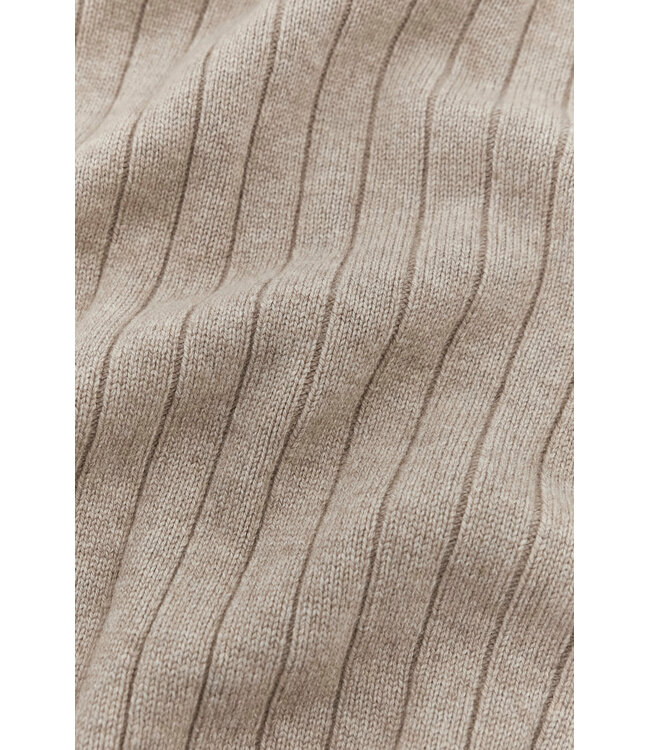 Paul & Shark Trui, Half-Zip, Wol/Cashmere Mix, Suede Details, Beige