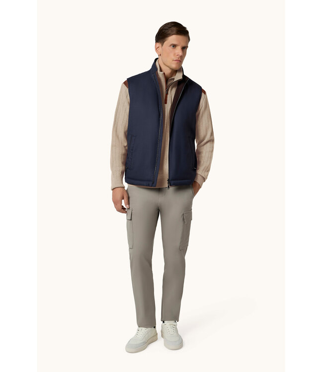 Paul & Shark Trui, Half-Zip, Wol/Cashmere Mix, Suede Details, Beige
