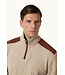 Paul & Shark Trui, Half-Zip, Wol/Cashmere Mix, Suede Details, Beige