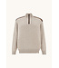 Paul & Shark Trui, Half-Zip, Wol/Cashmere Mix, Suede Details, Beige