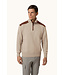 Paul & Shark Trui, Half-Zip, Wol/Cashmere Mix, Suede Details, Beige