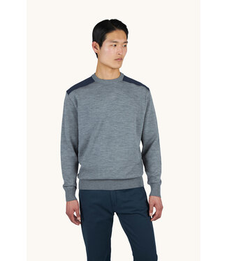 Paul & Shark Paul & Shark, Trui,  Ronde-Hals, Typhoon RE-4x4 Stretch, Schouder Patches, Grijs