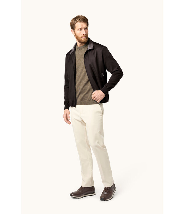 Paul & Shark Hybrid Vest met Rits, Wol, Zijde, Green Storm System® Loro Piana Fabric, Donkerbruin