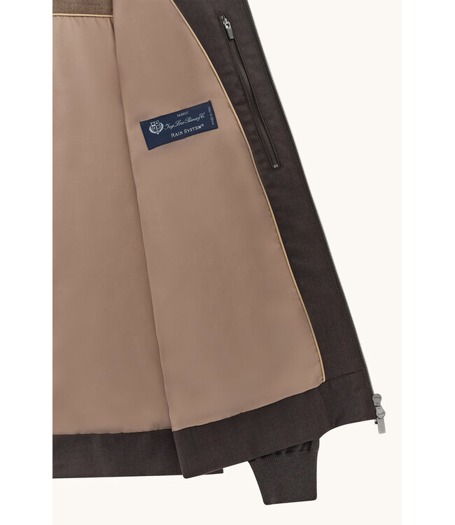 Paul & Shark Hybrid Vest met Rits, Wol, Zijde, Green Storm System® Loro Piana Fabric, Donkerbruin