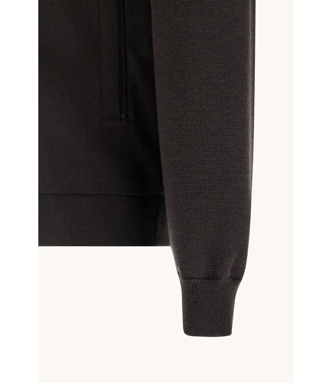 Paul & Shark Hybrid Vest met Rits, Wol, Zijde, Green Storm System® Loro Piana Fabric, Donkerbruin