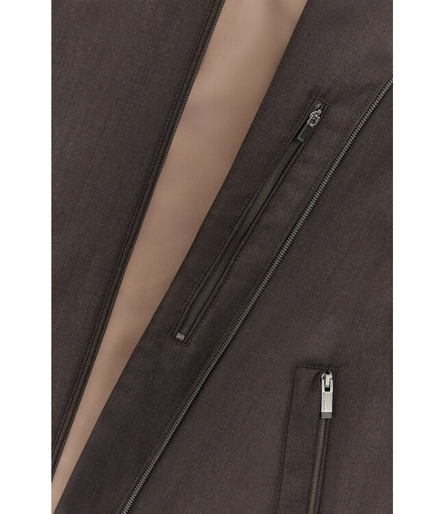Paul & Shark Hybrid Vest met Rits, Wol, Zijde, Green Storm System® Loro Piana Fabric, Donkerbruin