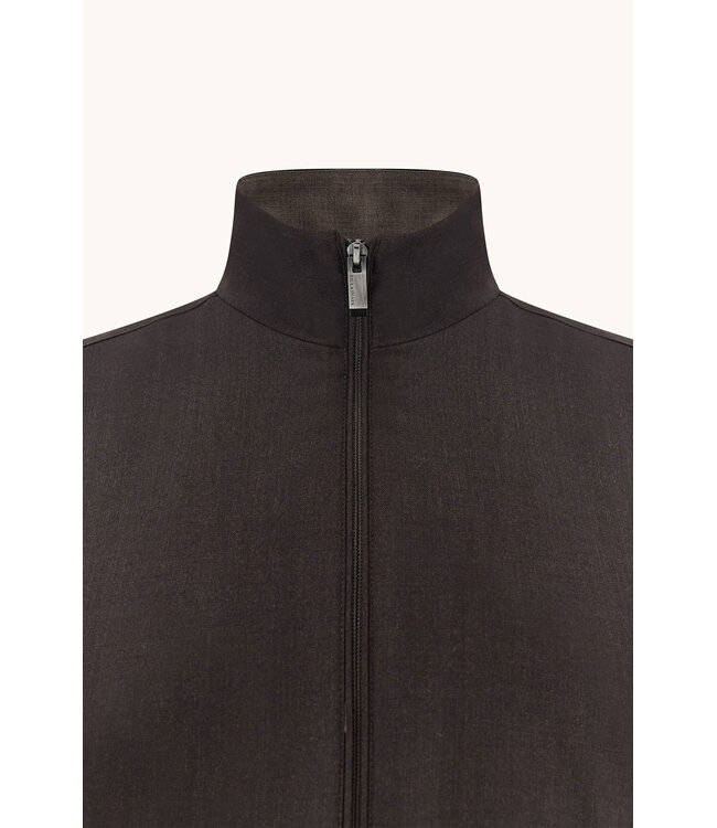 Paul & Shark Hybrid Vest met Rits, Wol, Zijde, Green Storm System® Loro Piana Fabric, Donkerbruin