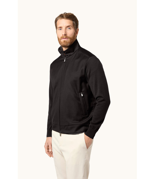 Paul & Shark Hybrid Vest met Rits, Wol, Zijde, Green Storm System® Loro Piana Fabric, Donkerbruin
