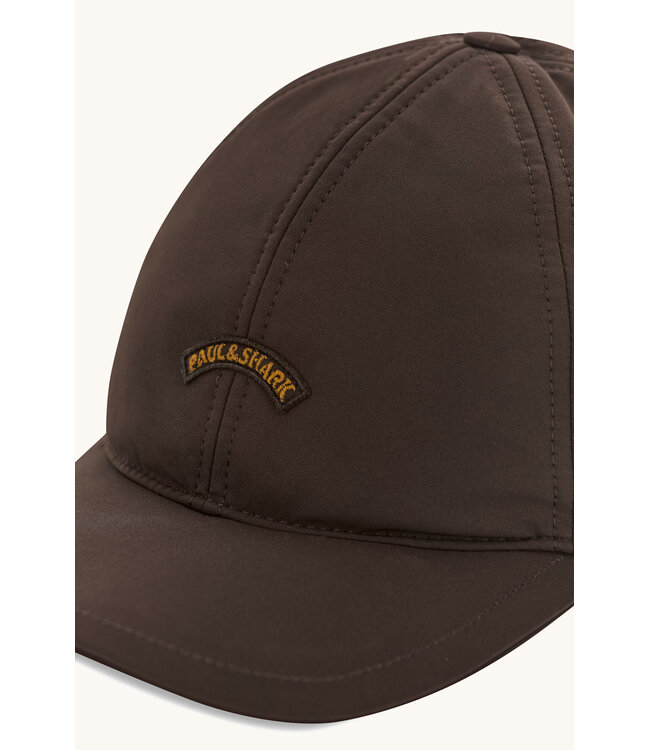 Paul & Shark Baseball Cap met Moon Batch Logo, Donkerbruin
