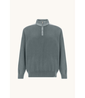 Paul & Shark Paul & Shark, Trui, Half-Zip, Typhoon RE-4x4 Stretch, Schouder Patches, Grijs met Blauw Accenten