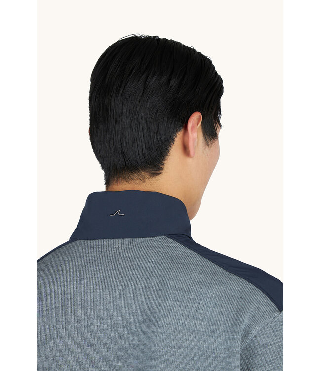 Paul & Shark Trui, Half-Zip, Typhoon RE-4x4 Stretch, Schouder Patches, Grijs met Blauw Accenten