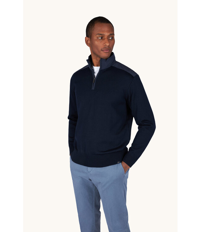 Paul & Shark Trui, Half-Zip, Typhoon RE-4x4 Stretch, Schouder Patches, Donkerblauw
