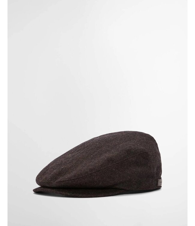 Barbour Pet, Flat Cap, Model Barlow, Wol Mix, Herringbone, Donkerbruin