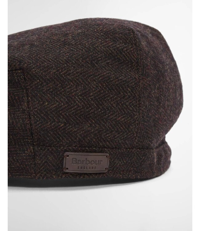 Barbour Pet, Flat Cap, Model Barlow, Wol Mix, Herringbone, Donkerbruin