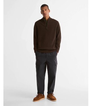 Barbour Barbour, Trui, Half-Zip, Donkerbruin Gemeleerd, Tartan Accenten
