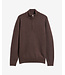 Barbour Trui, Half-Zip, Donkerbruin Gemeleerd, Tartan Accenten