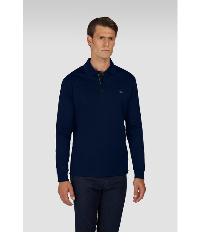 Paul & Shark Polo Shirt, Lange Mouw, Aqua Touch Katoen, Donkerblauw/Ruthenium