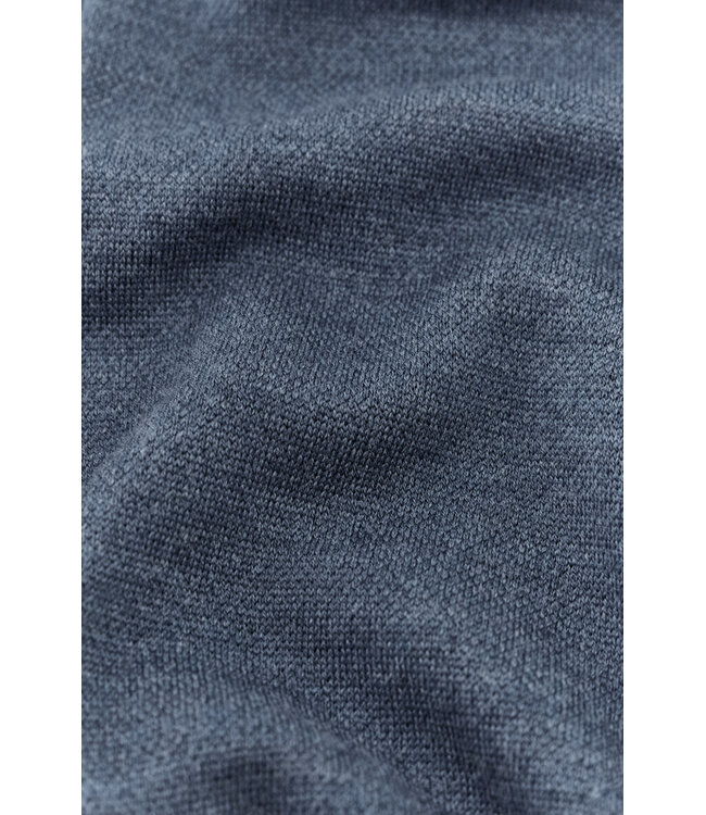 Paul & Shark Vest met Rits, Merino Wol, Bruin Alcantara Accenten, Schouderpatches, Jeansblauw
