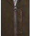 Barbour Active Fleece Jacket met Rits, Olijfgroen met Bruin Alcantara Accenten