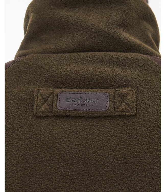 Barbour Active Fleece Jacket met Rits, Olijfgroen met Bruin Alcantara Accenten