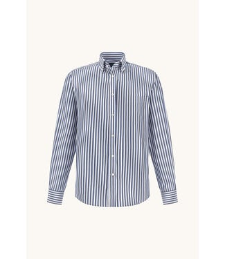 Paul & Shark Paul & Shark, Overhemd, Katoen, Gestreept, Wit, Blauw, Cobalt Blauw, Easy Care