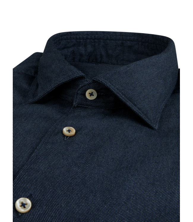 Stenstroms Overhemd, Lange Mouw, Casual, Oxford, Katoen, Donkerblauw, Slimline