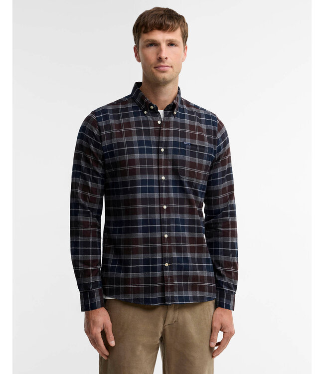 Barbour Overhemd, Tailored Fit, Flanel, Kyeloch, Midnight Oak Tartan, Grijs, Bruin, Blauw