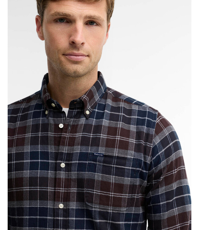Barbour Overhemd, Tailored Fit, Flanel, Kyeloch, Midnight Oak Tartan, Grijs, Bruin, Blauw