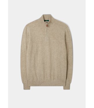 Alan Paine Alan Paine, Trui, Half-Zip, Geelong Lamswol, Model Cairns, Beige Gemeleerd