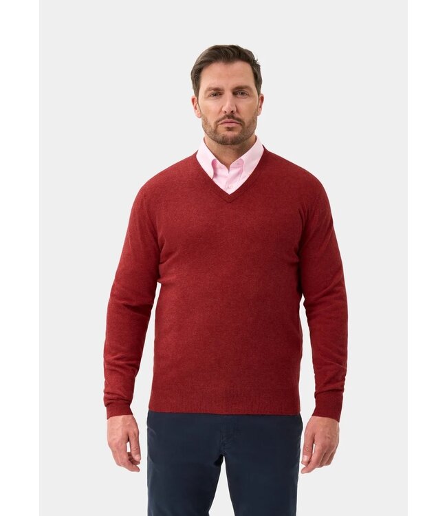Alan Paine Geelong, V-Neck Trui, Model Albury, Kleur Rood