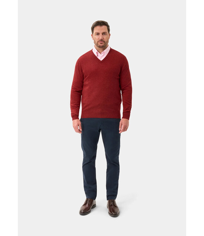 Alan Paine Geelong, V-Neck Trui, Model Albury, Kleur Rood