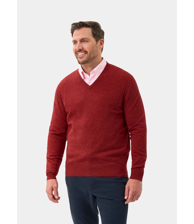 Alan Paine Geelong, V-Neck Trui, Model Albury, Kleur Rood