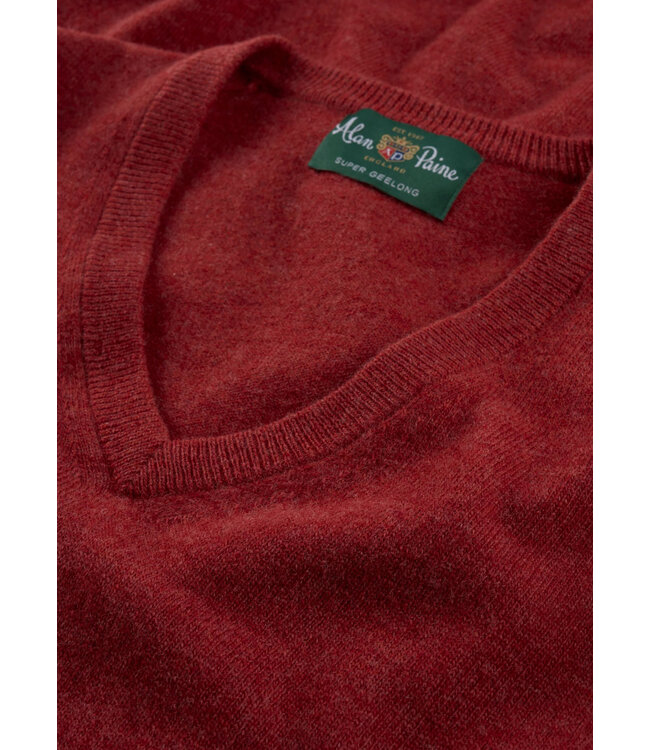 Alan Paine Geelong, V-Neck Trui, Model Albury, Kleur Rood
