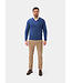 Alan Paine Trui, V-Hals, Geelong Lamswol, Model Albury, Blauw Gemeleerd