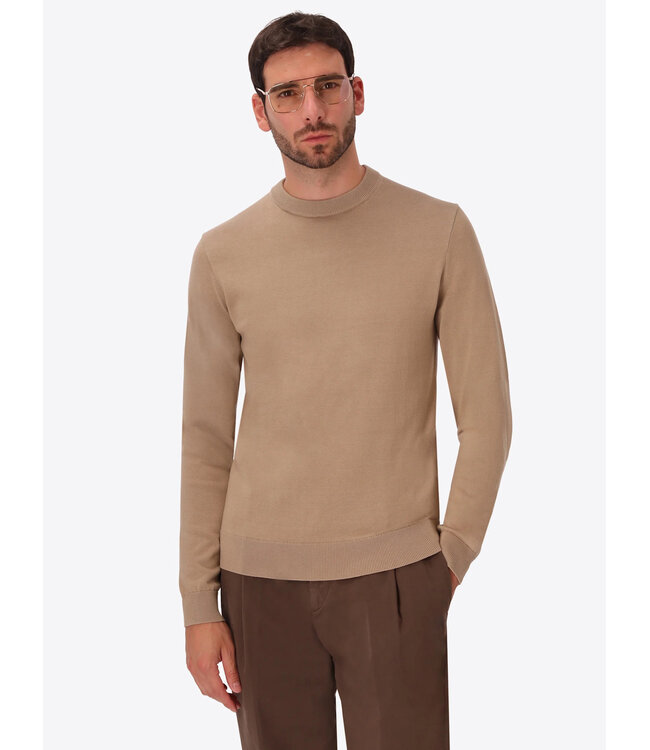 Distretto 12 Trui, Turtle Neck, Katoen Mix, Model Perugino, Beige, Tortora, Dove Grey