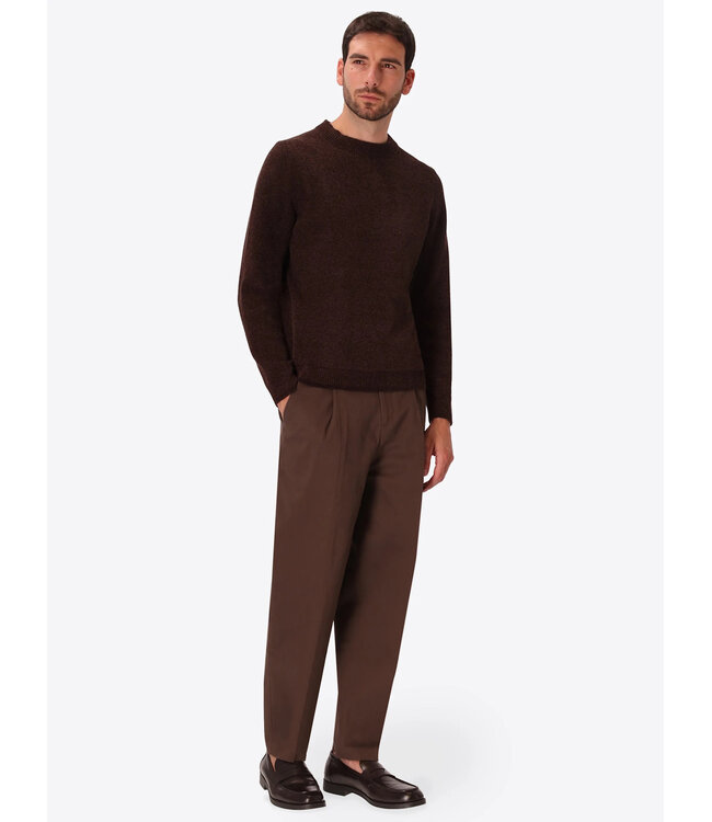 Distretto 12 Trui, Ronde Hals, Chenille Tech Mix, Structuur Knit,  Model Brid, Bruin, Moro