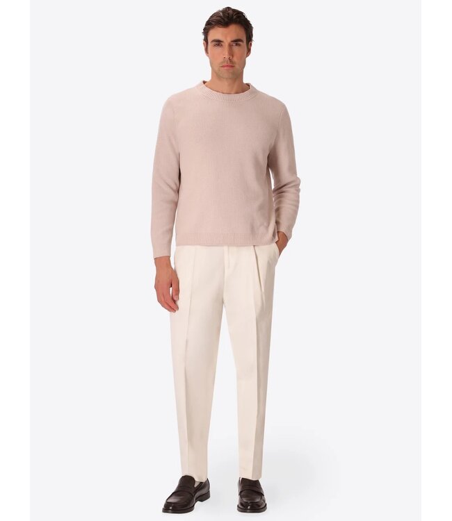 Distretto 12 Trui, Ronde Hals, Chenille Tech Mix, Structuur Knit,  Model Brid, Creme, Off-White