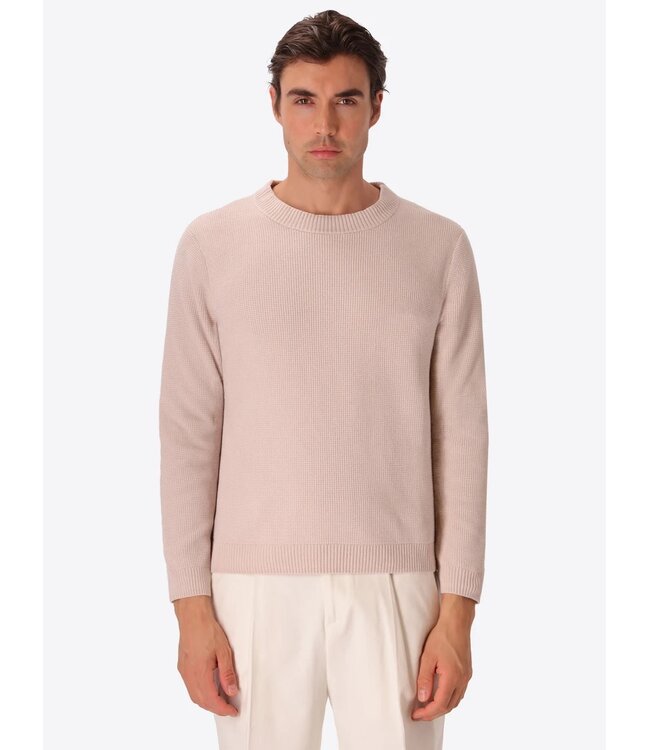 Distretto 12 Trui, Ronde Hals, Chenille Tech Mix, Structuur Knit,  Model Brid, Creme, Off-White