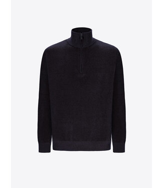 Distretto 12 Distretto12, Trui, Half-Zip, Chenille Tech Mix, Model Blas, Donkerblauw, Blue