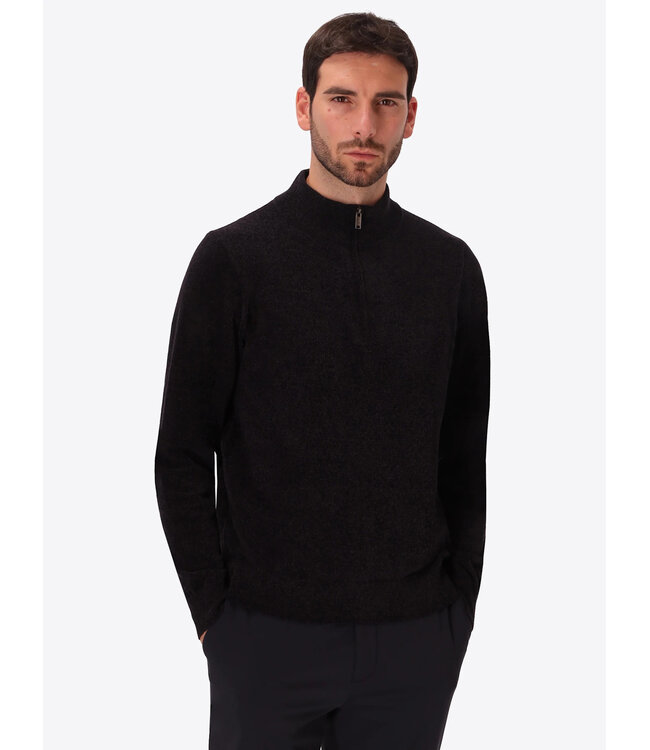Distretto 12 Trui, Half-Zip, Chenille Tech Mix, Model Blas, Donkerblauw, Blue