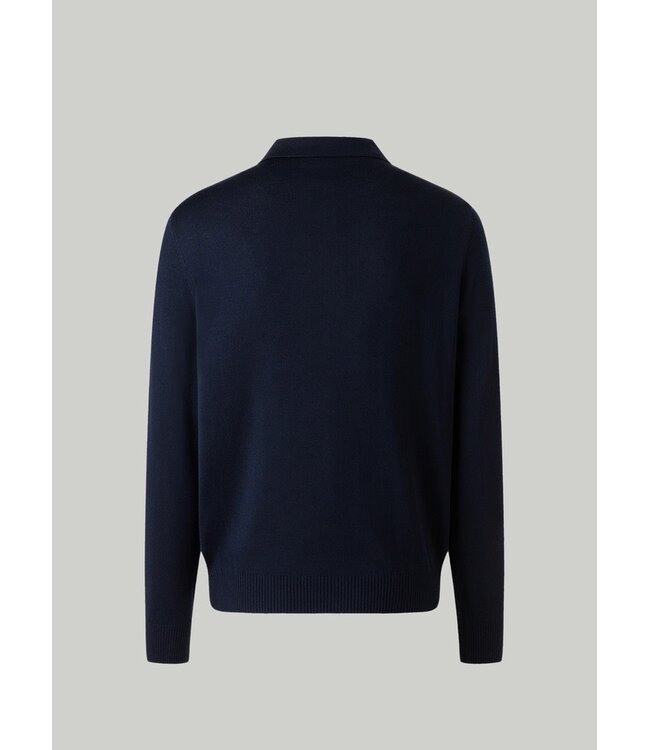 Maerz Munchen Polo, Lange Mouw, Merino Wol, Donkerblauw